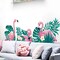 Pink Green Flamingo with Tropical Leaves Removable PVC Wall Stickers Living Room